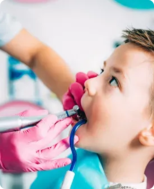 A child during a first dental visit